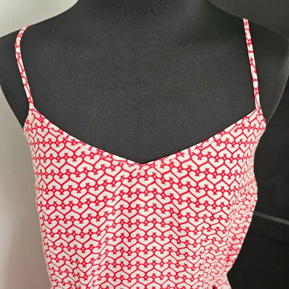 EUC *Ann Taylor* Women's Silky Spaghetti Straps Red Hearts Mini Dress 2 - Picture 5 of 13